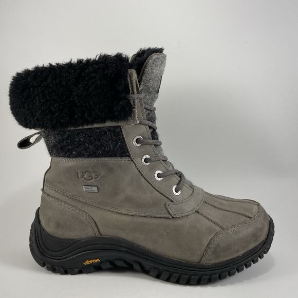 Ugg Adirondack II Snow Boots Womens Size 7.5 Charcoal Gray Leather Waterproof - Picture 1 of 11